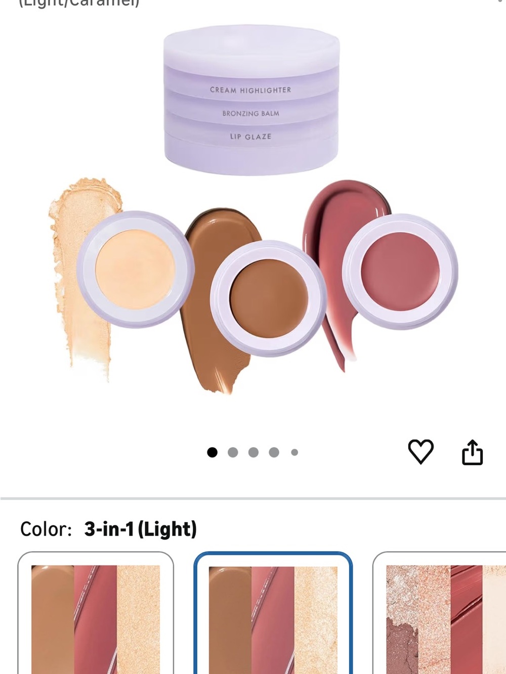 Subtl Staks3-in-1 Cream Highlighter, Bronzer & Lip Glaze (Light) - Light/Caramel